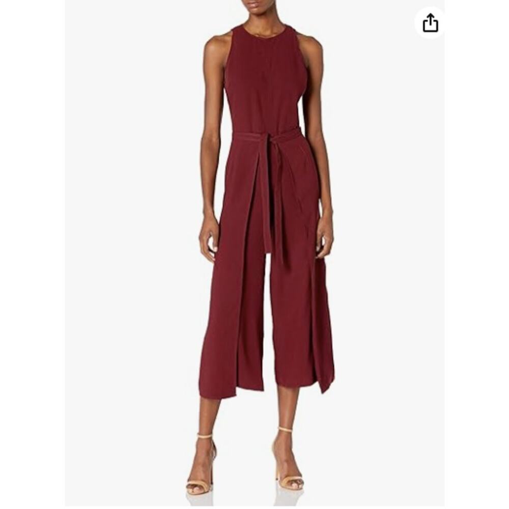 Joie Jumpsuit Mairead Garnet Wide Leg Capri Wrap Tie Open Leg Size 0 NEW